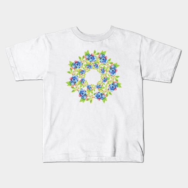 Swirling Maine Blueberries Kids T-Shirt by PatriciaSheaArt